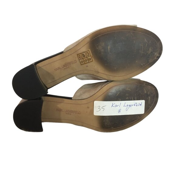 Karl Lagerfeld Paris Hettie Tan Suede Heel Mules Womens 8 Tassel - Picture 13 of 14